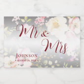 Waterverf Roze Gele Rozen, zwart wazig, Bruiloft Voedselcontainer Etiket (Enkel label)