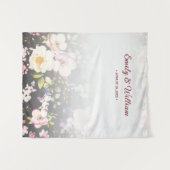 Waterverf Roze Gele Rozen, zwart wazig, Bruiloft Wandkleed (Voorkant (horizontaal))