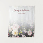 Waterverf Roze Gele Rozen, zwart wazig, Bruiloft Wandkleed (Voorkant)