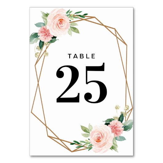 Waterverf roze geometrisch tabelnummer kaart (Achterkant)