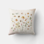 Waterverf Roze geperste & gedroogde Wildbloemen Kussen (Achterkant)