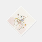 Waterverf Roze geperste & gedroogde Wildbloemen Servet (Hoek)