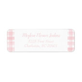 Waterverf Roze Gingham Return-adres Etiket (Voorkant)