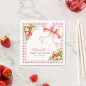 Waterverf Roze Gingham Strik Babyshower Servet (Insitu)