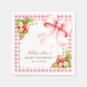 Waterverf Roze Gingham Strik Babyshower Servet (Voorkant)
