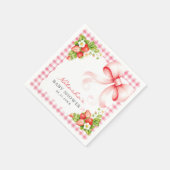 Waterverf Roze Gingham Strik Babyshower Servet (Hoek)