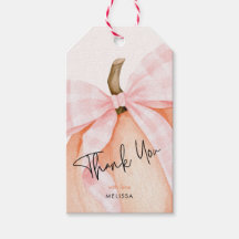 Waterverf Roze Gingham Strik Pompoen Baby Shower 