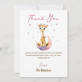 Waterverf Roze Giraffe Baby shower Het is een Meis Bedankkaart (Voorkant)