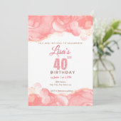 Waterverf Roze glitter 40e verjaardag Kaart (Staand voorkant)