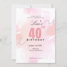 Waterverf roze glitters 40e verjaardag