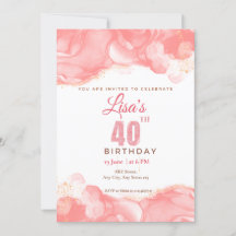 Waterverf roze glitters 40ste verjaardag