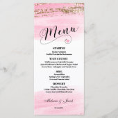 Waterverf Roze Gold 4x9 flat Menu Kaart (Voorkant)