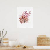 Waterverf Roze & Gold Seashell Moderne Wall Art Poster (Keuken)