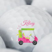 Waterverf Roze Golf Cart gepersonaliseerd Golfballen