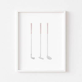 Waterverf Roze golfclub poster