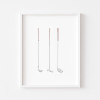 Waterverf Roze golfclub poster