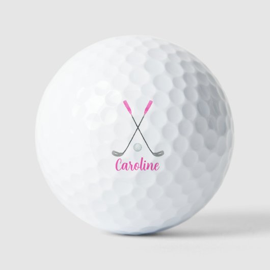 Waterverf roze golfclubs gepersonaliseerd golfballen (Voorkant)