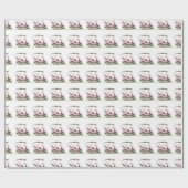 Waterverf roze golfkar cadeaupapier (Vlak)