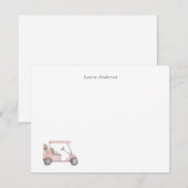 Waterverf Roze Golfkar, Golfers Gepersonaliseerd Bedankkaart (Voorkant / Achterkant)