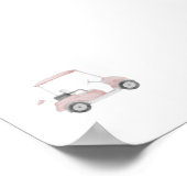 Waterverf roze golfkar poster (Hoek)