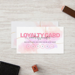 Waterverf Roze Goud Chique Nagels Beauty Salon Klantenkaartje