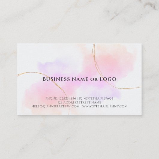 Waterverf Roze Goud Chique Nagels Beauty Salon Klantenkaartje (Achterkant)