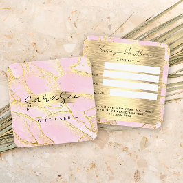 Waterverf Roze Goud Folie Cadeau Certificaat Glitt Vierkante Visitekaartjes