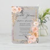 Waterverf Roze Goud Frame Bruiloftsfeest Kaart (Staand voorkant)