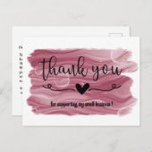 Waterverf Roze Goud Roze Dank U Zakelijk Briefkaart (Voorkant / Achterkant)
