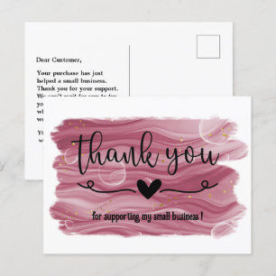 Waterverf Roze Goud Roze Dankjewel Zakelijk Briefkaart