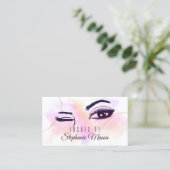 Waterverf Roze Goud Wimpers Ogen Wit Chic Contactkaartje (Staand voorkant)