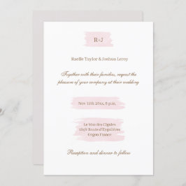 Waterverf Roze Goud Wit Grijs Elegant Huwelijk Kaart