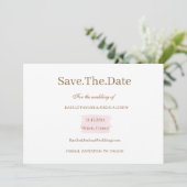 Waterverf Roze Goud Wit Save The Date Wedding Kaart (Staand voorkant)