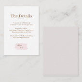 Waterverf Roze Goud Wit Trouwhotel Details Informatiekaartje (Voorkant / Achterkant)