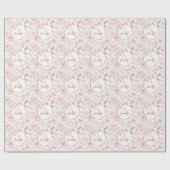 Waterverf Roze goudbloemen Meisjes Monogram White Cadeaupapier (Vlak)