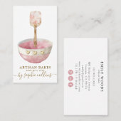 Waterverf Roze Gouden Bakker Bakkerij Pastry Chef Visitekaartje (Voorkant / Achterkant)