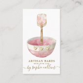 Waterverf Roze Gouden Bakker Bakkerij Pastry Chef Visitekaartje (Voorkant)