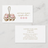 Waterverf Roze Gouden Bakker Bakkerij Pastry Chef Visitekaartje (Voorkant / Achterkant)