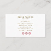 Waterverf Roze Gouden Bakker Bakkerij Pastry Chef  Visitekaartje (Achterkant)