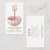 Waterverf Roze Gouden Bakker Bakkerij Pastry Chef  Visitekaartje (Voorkant / Achterkant)