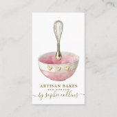 Waterverf Roze Gouden Bakker Bakkerij Pastry Chef Visitekaartje (Voorkant)