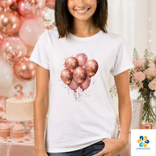 waterverf roze gouden ballon t-shirt