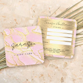 Waterverf Roze Gouden Folie Cadeaubon Glitter Vierkante Visitekaartjes
