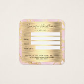 Waterverf Roze Gouden Folie Cadeaubon Glitter Vierkante Visitekaartjes (Achterkant)
