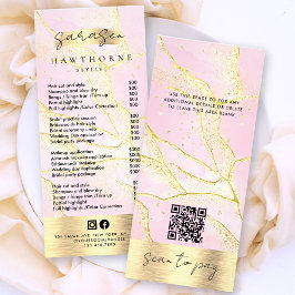 Waterverf Roze Gouden Folie Prijslijst Scan Betale Reclamekaart