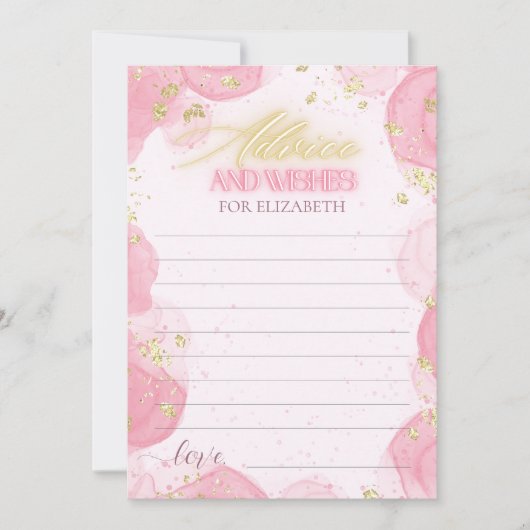 Waterverf Roze Gouden Glitter Advies & Wensen Kaar Feestdagenkaart (Voorkant)