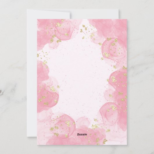 Waterverf Roze Gouden Glitter Advies & Wensen Kaar Feestdagenkaart (Achterkant)