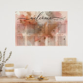 Waterverf Roze Gouden Viering Welkom Zitplaatsen Poster (Keuken)