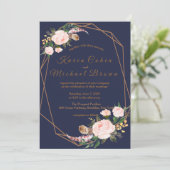 Waterverf - Roze goudmarineslag Boho Chic Floral W Kaart (Staand voorkant)