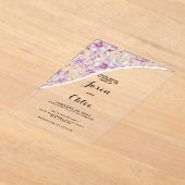 Waterverf roze grijs botanische bloemen bruiloft acryl uitnodigingen (Laagn)